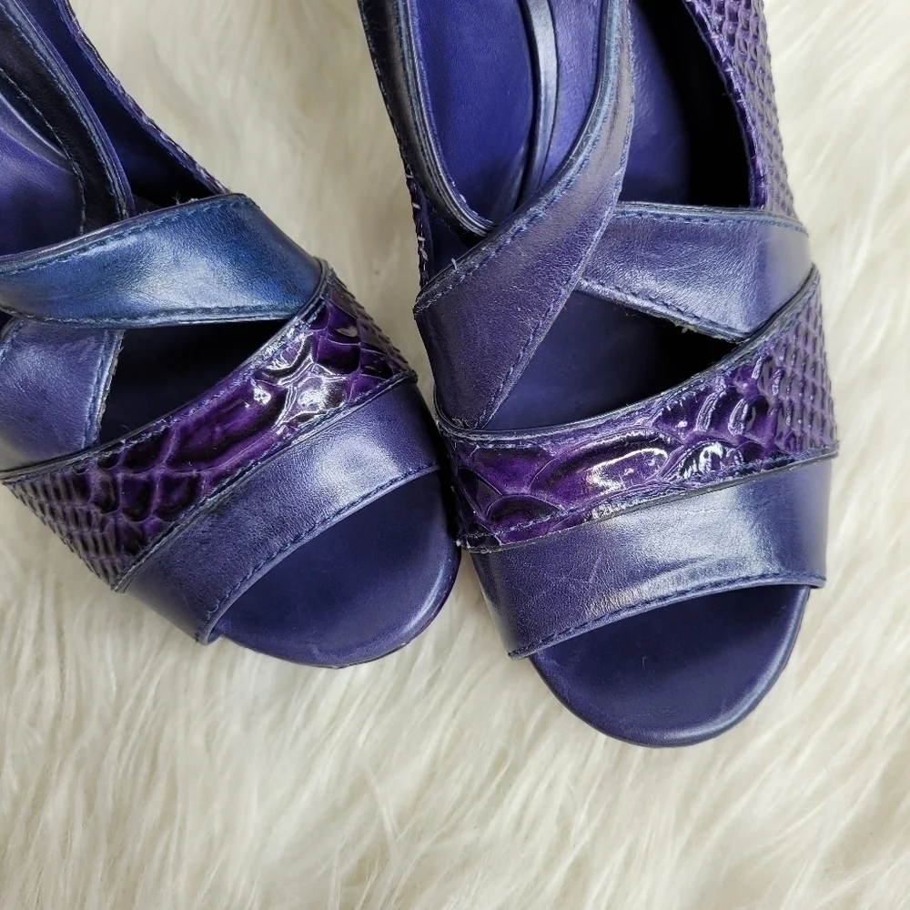 Tory Burch Purple Chunky Embossed Deidre Heels